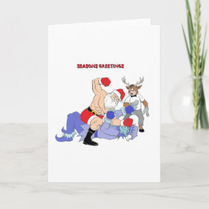 Cartes Pour Fêtes Annuelles MIXED MARTIAL ART Père Noël contre Jack Frost