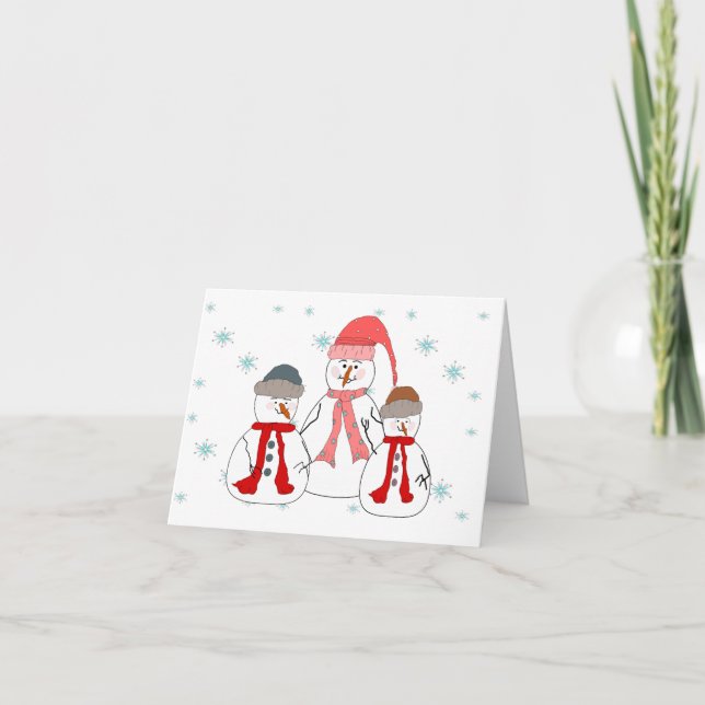 Cartes Pour Fêtes Annuelles Mlles Snowman, art lunatique d'enfants de (Devant)