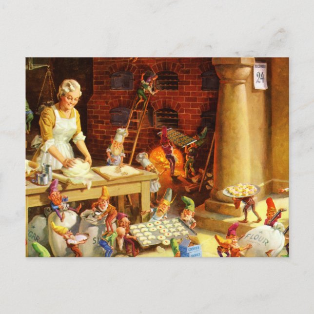 Cartes Pour Fêtes Annuelles Mme Claus et les elfes de Père Noël font des (Devant)