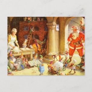 Cartes Pour Fêtes Annuelles Mme Claus et les elfes font cuire des cookies de N