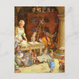 Cartes Pour Fêtes Annuelles Mme Claus et les elfes font des biscuits cuire au