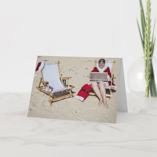 Cartes Pour Fêtes Annuelles Mme Claus online at the beach (Devant)