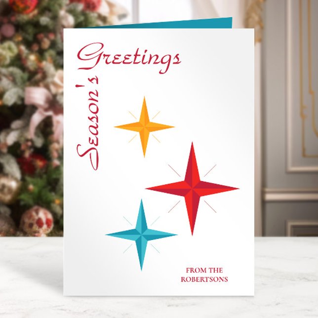 Cartes Pour Fêtes Annuelles Mod Stars, Mid-Century Moderne Retro Noël (Créateur téléchargé)