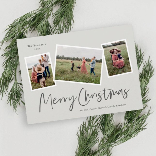 Cartes Pour Fêtes Annuelles Modern 3 Photo Collage Joyeux Noël (Créateur téléchargé)