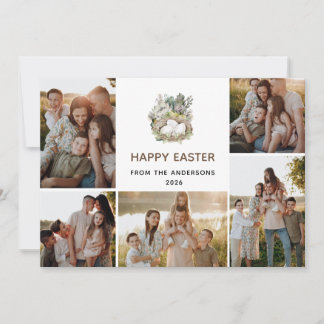 Cartes Pour Fêtes Annuelles Modern 5 Photo Collage Happy Easter Nest Family