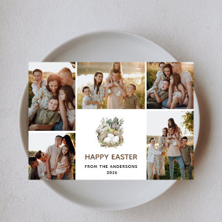 Cartes Pour Fêtes Annuelles Modern 5 Photo Collage Happy Easter Nest Family