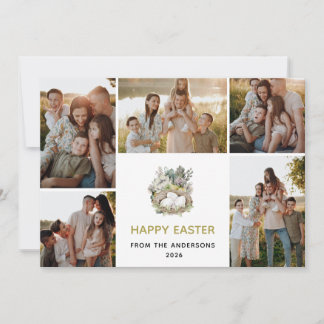 Cartes Pour Fêtes Annuelles Modern 5 Photo Collage Happy Easter Nest Family