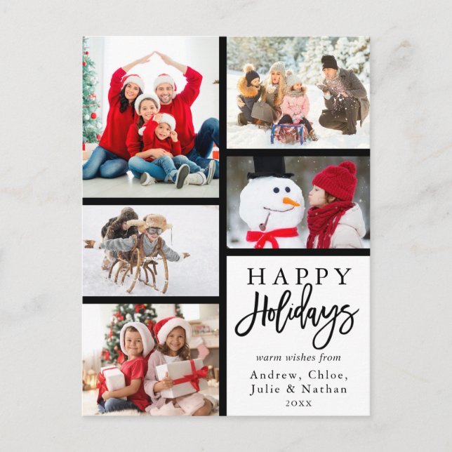 Cartes Pour Fêtes Annuelles Modern 5 Photo Collage Noël (Devant)