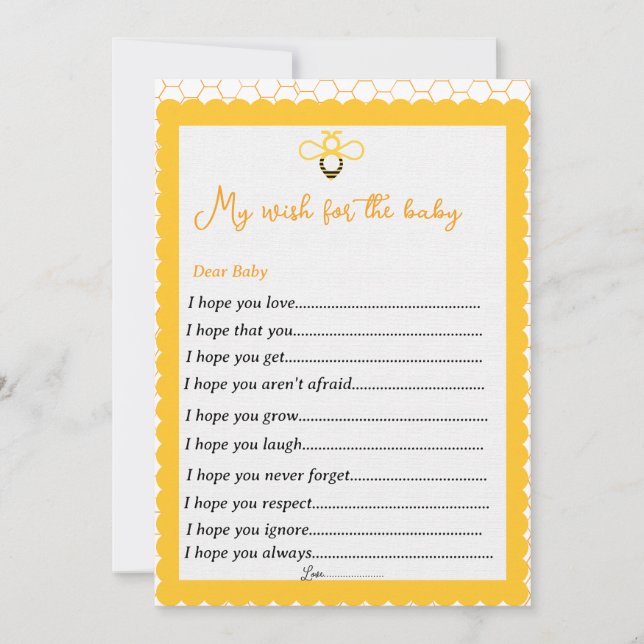 Cartes Pour Fêtes Annuelles Modern bee themes gender reveal party games (Devant)