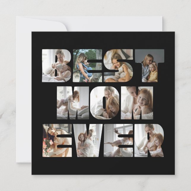 Cartes Pour Fêtes Annuelles Modern Best Mom Ever 11 Photos Collage noir (Devant)