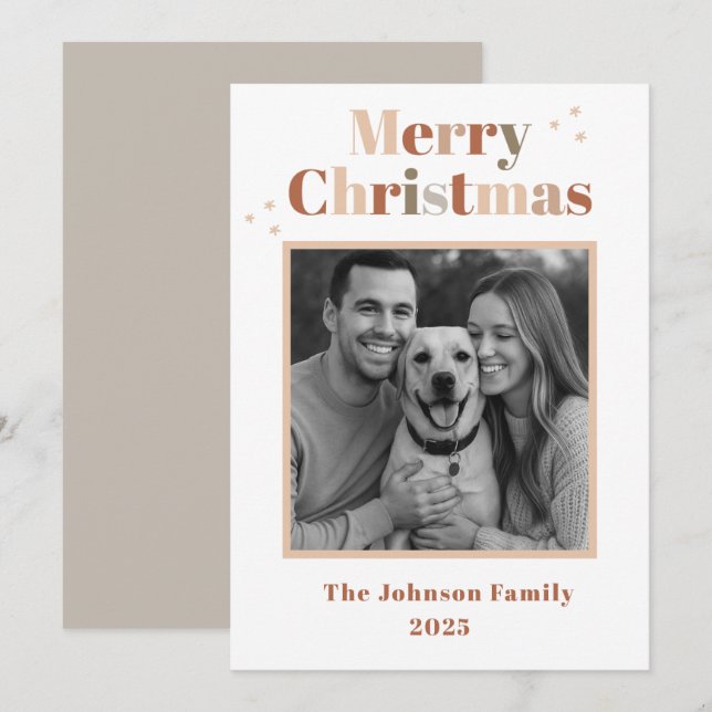 Cartes Pour Fêtes Annuelles  Modern & Bright Family Christmas Card (Devant / Derrière)
