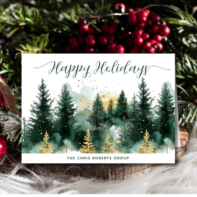 Cartes Pour Fêtes Annuelles Modern Business Green Gold Christmas (Créateur téléchargé)
