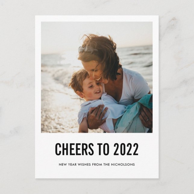 Cartes Pour Fêtes Annuelles Modern Cheers To 2022 New Year Script Photo  (Devant)