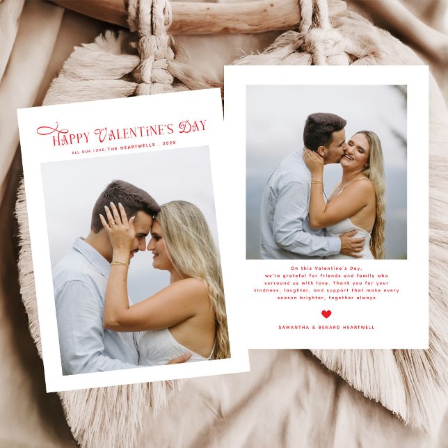 Cartes Pour Fêtes Annuelles Modern Chic Couples Photo Happy Valentines Day (Créateur téléchargé)