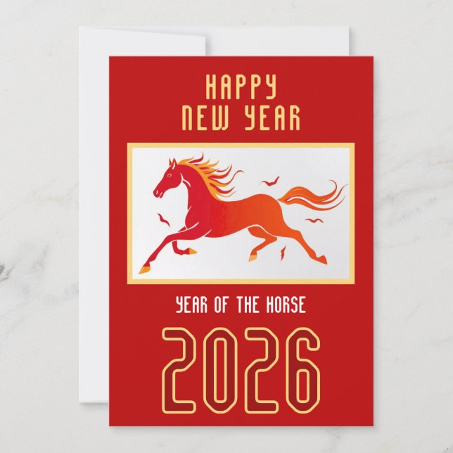 Cartes Pour Fêtes Annuelles Modern Chinese Horse New Year 2026  (Devant)