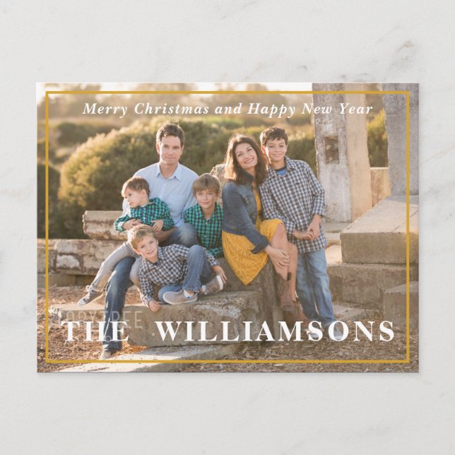 Cartes Pour Fêtes Annuelles Modern Christmas Simple Family Photo Nom (Devant)