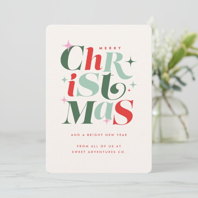 Cartes Pour Fêtes Annuelles Modern Christmas Typography Company (Debout devant)