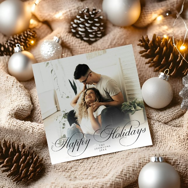 Cartes Pour Fêtes Annuelles  Modern Elegant Calligraphy Script Christmas Photo (Créateur téléchargé)