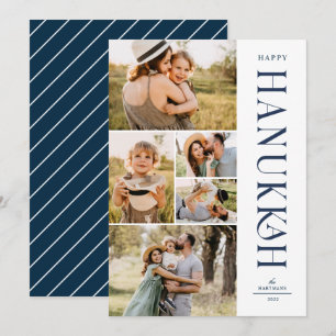 Cartes Pour Fêtes Annuelles Modern Elegant Cinq Photo Collage Hanoukka