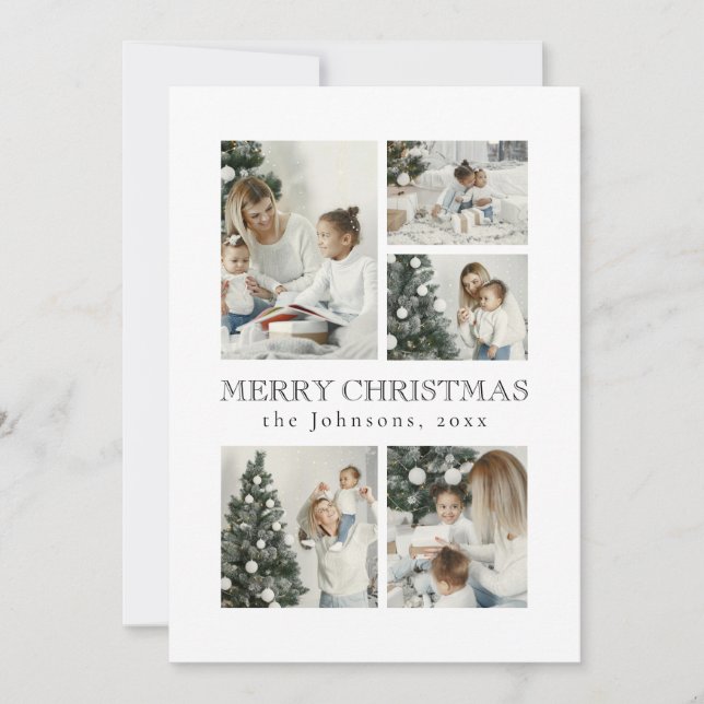Cartes Pour Fêtes Annuelles  Modern Elegant Typography Photo Collage Christmas (Devant)