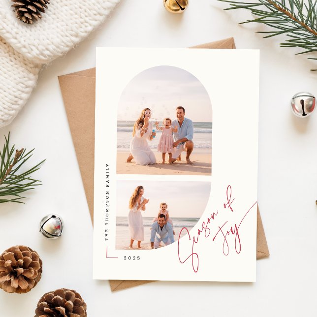 Cartes Pour Fêtes Annuelles Modern Geometric Arch Photo Christmas (Créateur téléchargé)