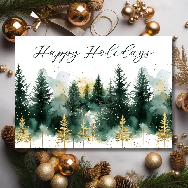 Cartes Pour Fêtes Annuelles Modern Gold Green Business Christmas Holiday Card  (Créateur téléchargé)