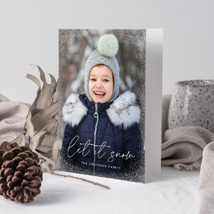 Cartes Pour Fêtes Annuelles Modern Let it Snow Script Photo
