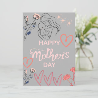 Cartes Pour Fêtes Annuelles Modern Line Art Mother and Baby Happy Mother's Day