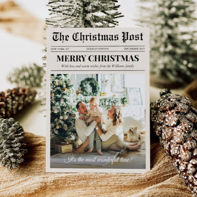 Cartes Pour Fêtes Annuelles Modern Merry Christmas Newspaper Photo (Créateur téléchargé)