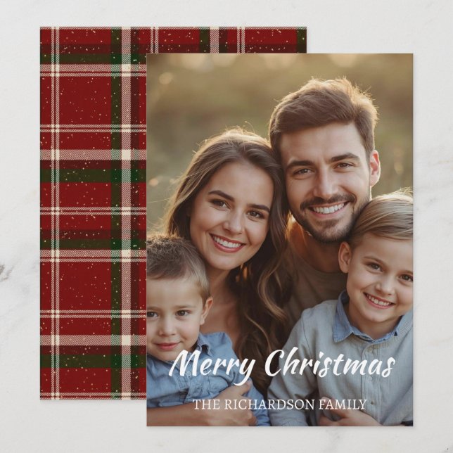 Cartes Pour Fêtes Annuelles Modern Minimal Single-Photo Christmas Elegant  (Devant / Derrière)