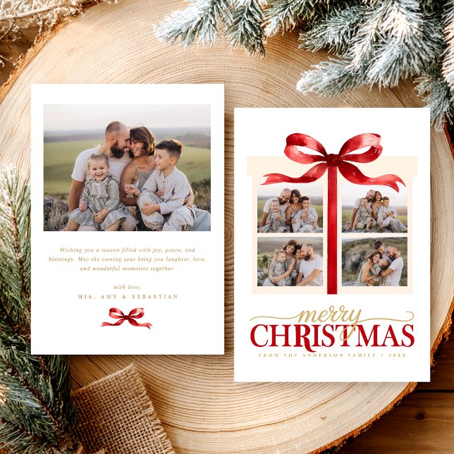 Cartes Pour Fêtes Annuelles Modern Minimalist Christmas Red Photo (Créateur téléchargé)