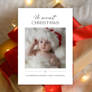 Cartes Pour Fêtes Annuelles Modern Minimalist Cute Babys First Christmas Photo