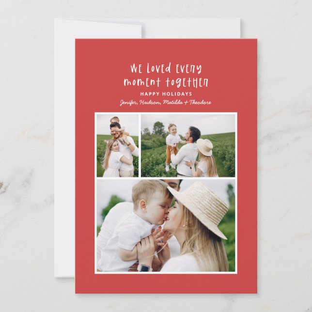 Cartes Pour Fêtes Annuelles Modern, minimum typographiy holiday family photo (Devant)