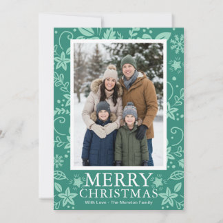 Cartes Pour Fêtes Annuelles Modern Mint Green Photo Christmas Holiday Card