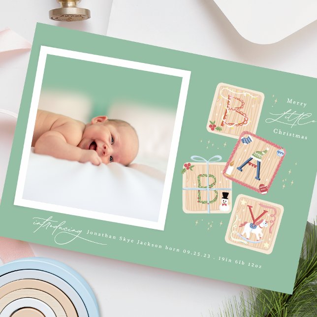 Cartes Pour Fêtes Annuelles Modern My First Joyeux Noël Photo Naissance bébé (Créateur téléchargé)