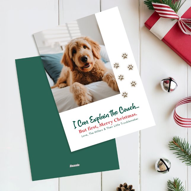 Cartes Pour Fêtes Annuelles Modern Naughty Funny Dog Pet Photo Christmas (Créateur téléchargé)