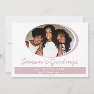 Cartes Pour Fêtes Annuelles Modern Pink Season`s Voeux Script Photo