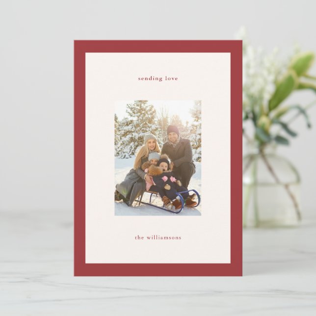 Cartes Pour Fêtes Annuelles Modern Red Valentine's Day Love Family Photo (Debout devant)