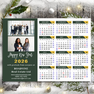 Cartes Pour Fêtes Annuelles Modern Sage Green 2025 Calendrier Business 2 Photo