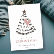 Modern Scandi Minimal Blush Heart Christmas Tree