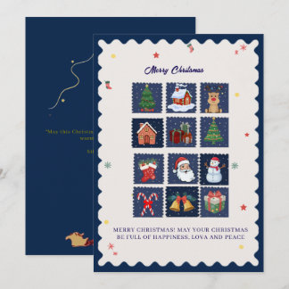 Cartes Pour Fêtes Annuelles Modern Scandi with Festive Icons Flat Holiday Card