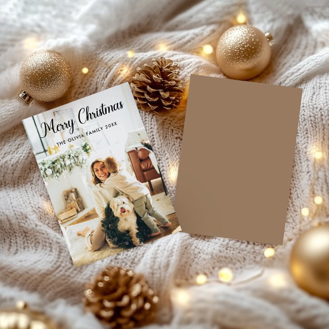 Cartes Pour Fêtes Annuelles Modern Script Christmas Family Card holiday Card (Modern Script Christmas Family Card holiday Card)