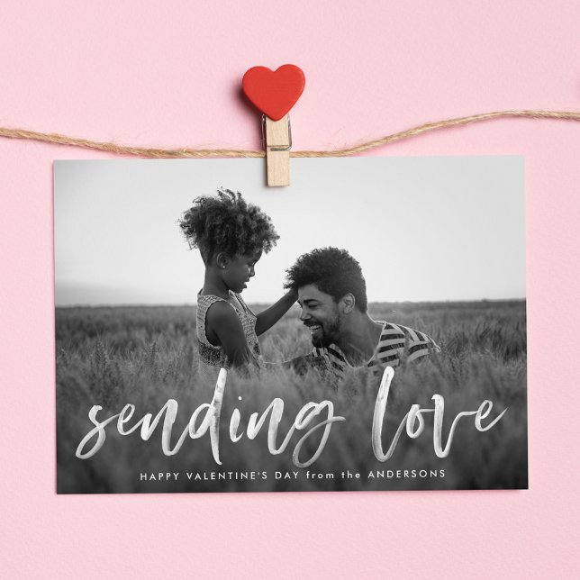 Cartes Pour Fêtes Annuelles Modern Sending Love Script Photo Saint-Valentin (Créateur téléchargé)