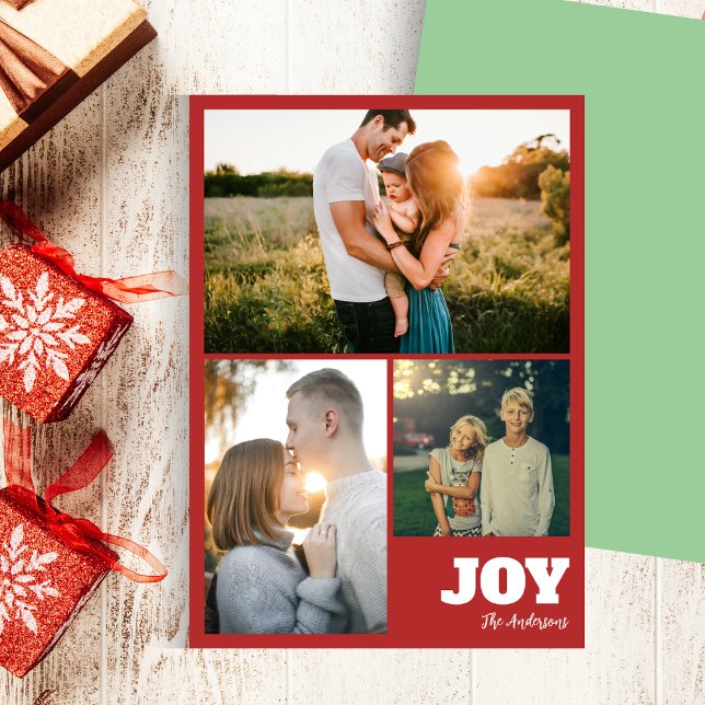 Cartes Pour Fêtes Annuelles Modern Simple Bold Joy 3 Collage photo (Créateur téléchargé)