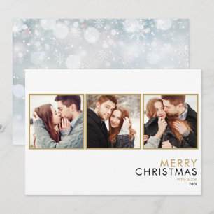 Cartes Pour Fêtes Annuelles Modern Simple Couples 3 Photo Collage Noël