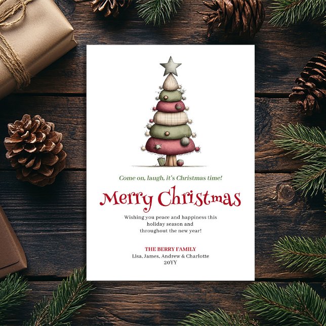 Cartes Pour Fêtes Annuelles Modern Whimsical Christmas Tree Editable Card (Modern Whimsical Christmas Tree Editable Card)