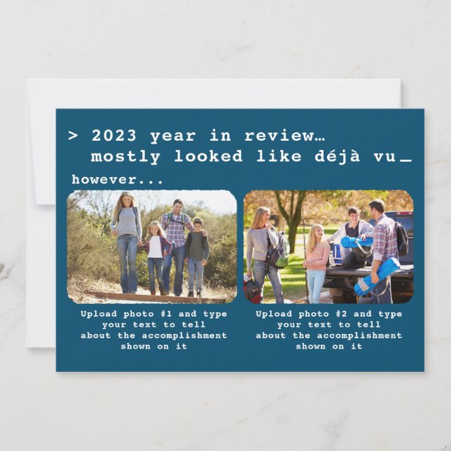 Cartes Pour Fêtes Annuelles Moderne 2023 Année en revue Blue Family Photo (Devant)