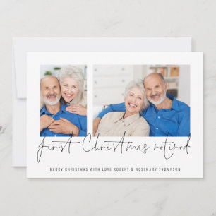 Cartes Pour Fêtes Annuelles Moderne 2 Photos Script Premier Noël Retraité