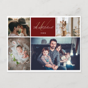 Cartes Pour Fêtes Annuelles Moderne 4 Photos Familiales Monogramme