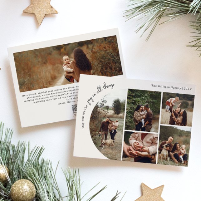 Cartes Pour Fêtes Annuelles Moderne Arche Bohème Beige Joie Dans Toutes Choses (Créateur téléchargé)